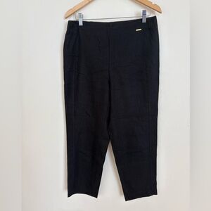 Anne Klein Black Cropped Linen Pants